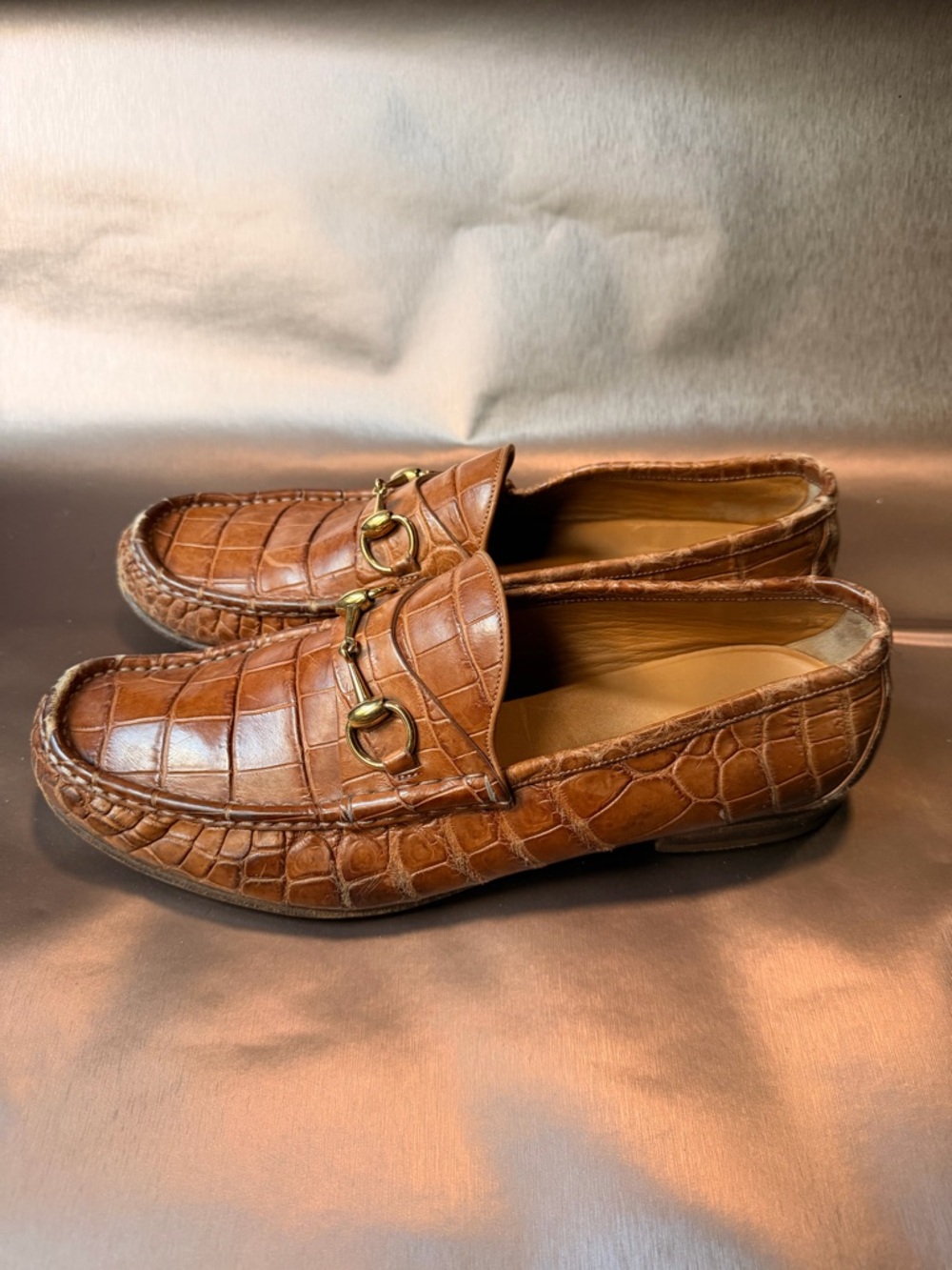 Men's GUCCI croc Horsebit loafer sz11/US12, GG web belt and cable knit socks - Picture 3 of 12